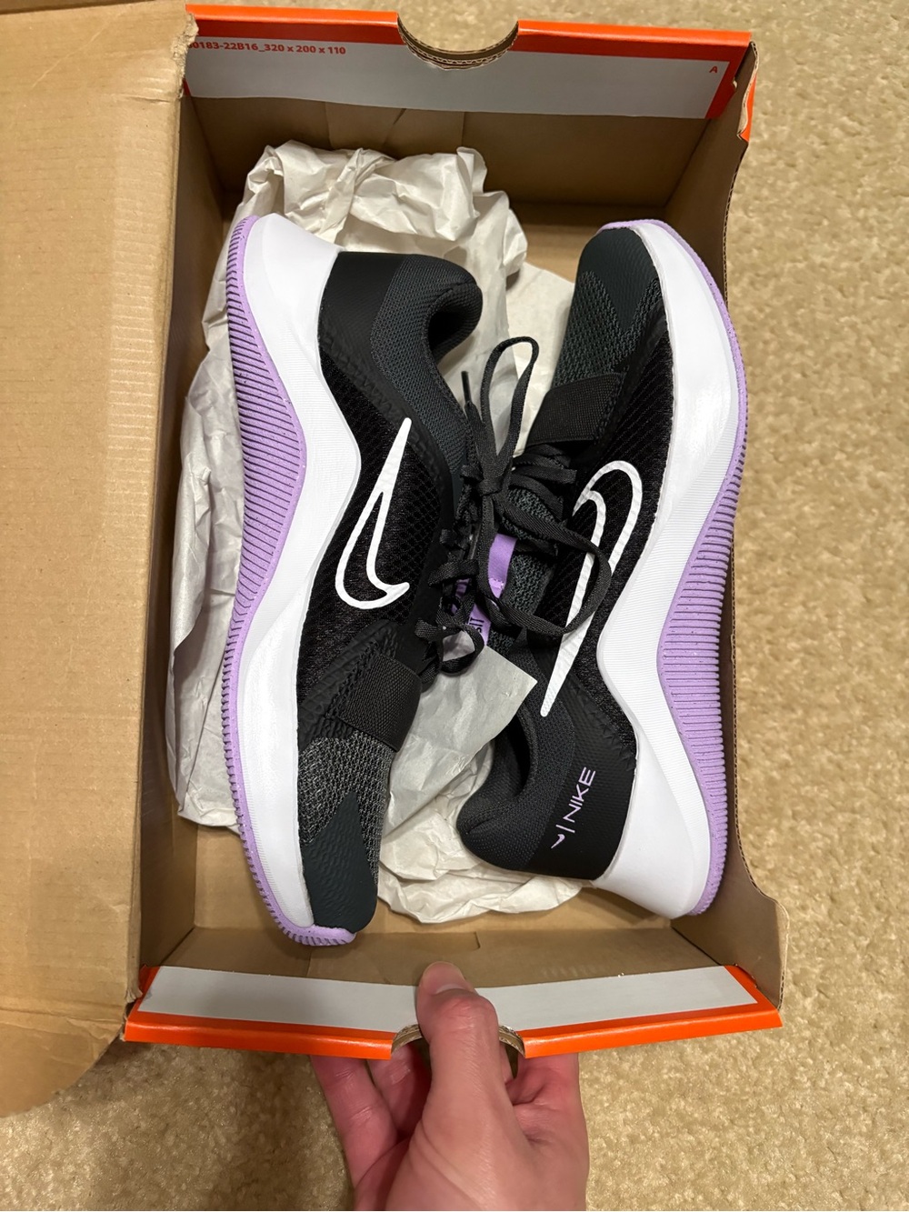 Size 7 Womens / 5.5M - Nike MC TRAINER 2 Workout Training Shoes BLACK Violet